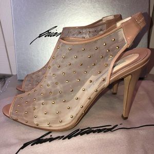 BRIAN ATWOOD Gaga Studded Mesh Nude Booties 40 10